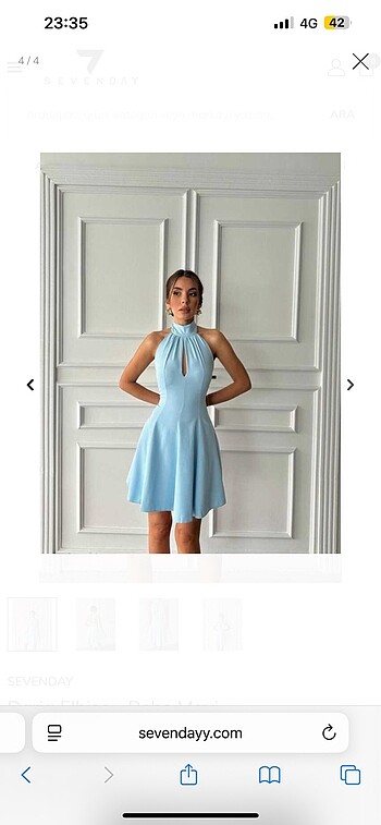 Zara Boyundan Bağlamalı Bebe Mavisi Elbise