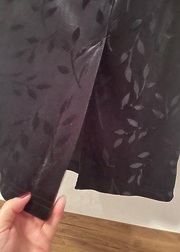 Siyah  kadife Midi Kadın Etek - Görsel 2