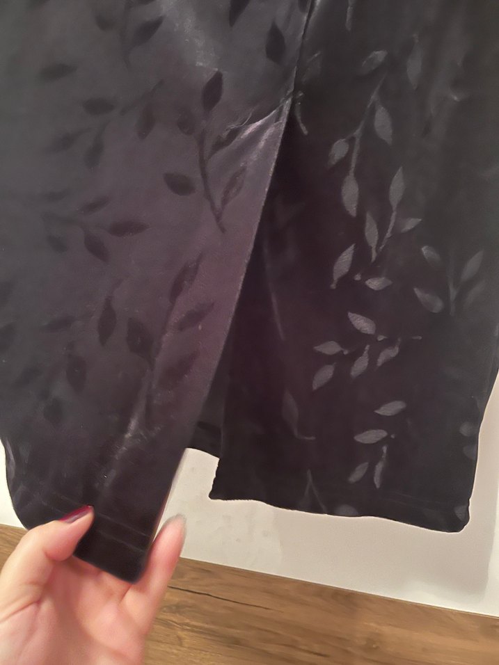 Siyah  kadife Midi Kadın Etek - Görsel 2