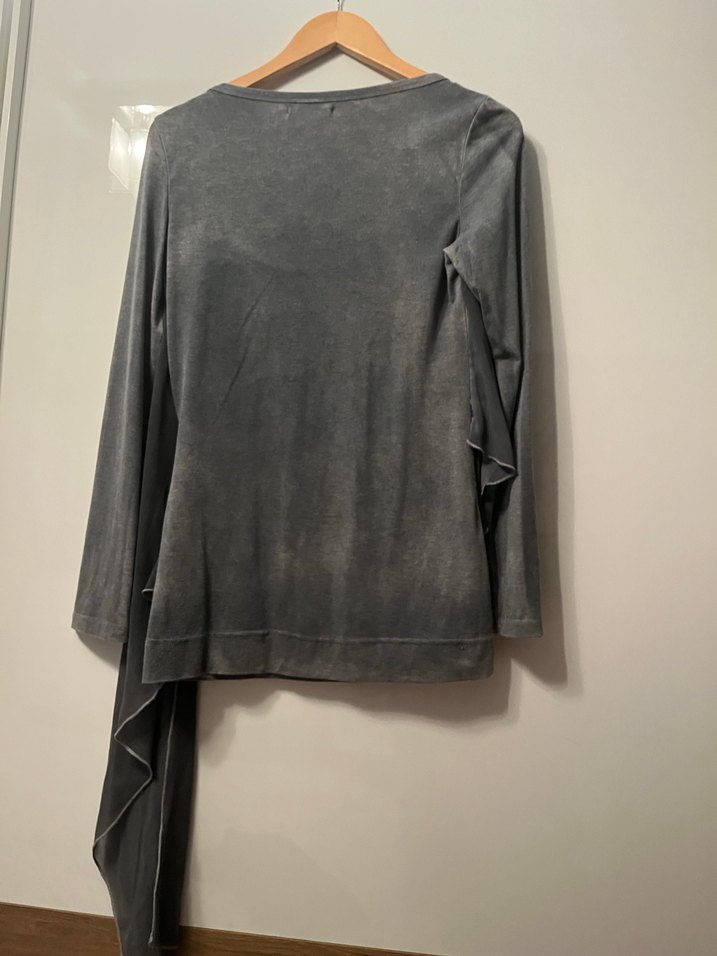 Gri şifon detaylı bluz - Görsel 5