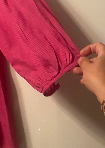 Pembe Bohem Uzun Kollu Keten Kadın Gömlek - Görsel 4