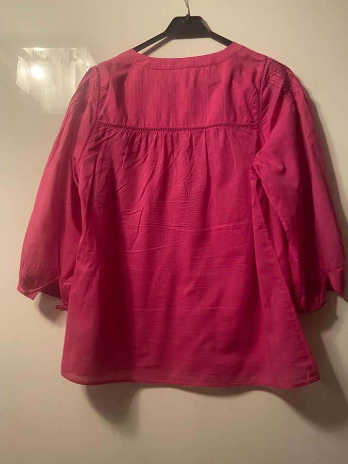 Pembe Bohem Uzun Kollu Keten Kadın Gömlek - Görsel 5