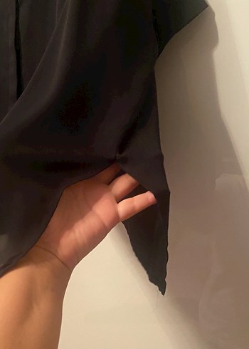 Siyah Salaş Dökümlü Kadın Gömlek - Görsel 4