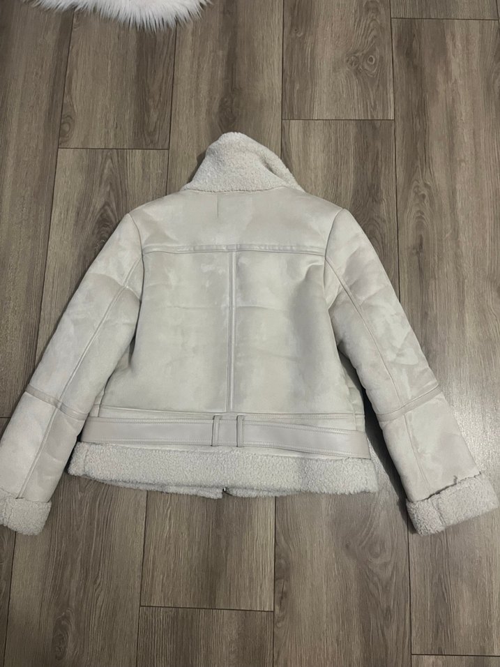 Bej Süet Kadın Kürklü Kısa Ceket - Görsel 2