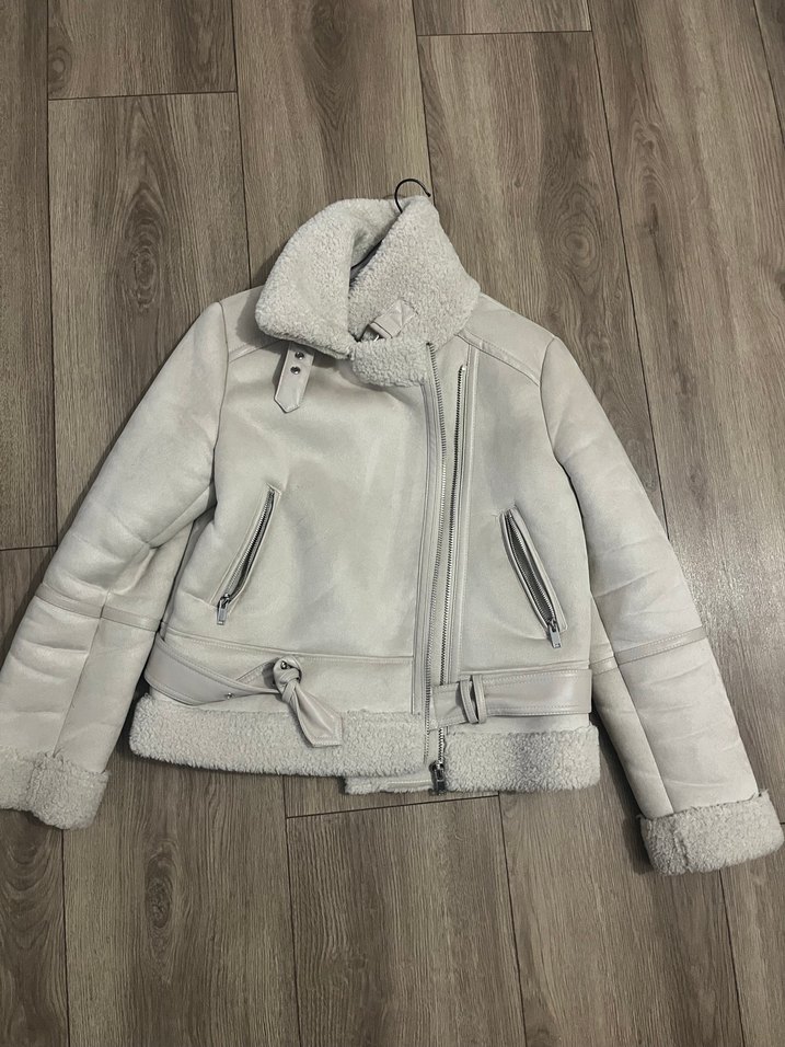 Bej Süet Kadın Kürklü Kısa Ceket - Görsel 3