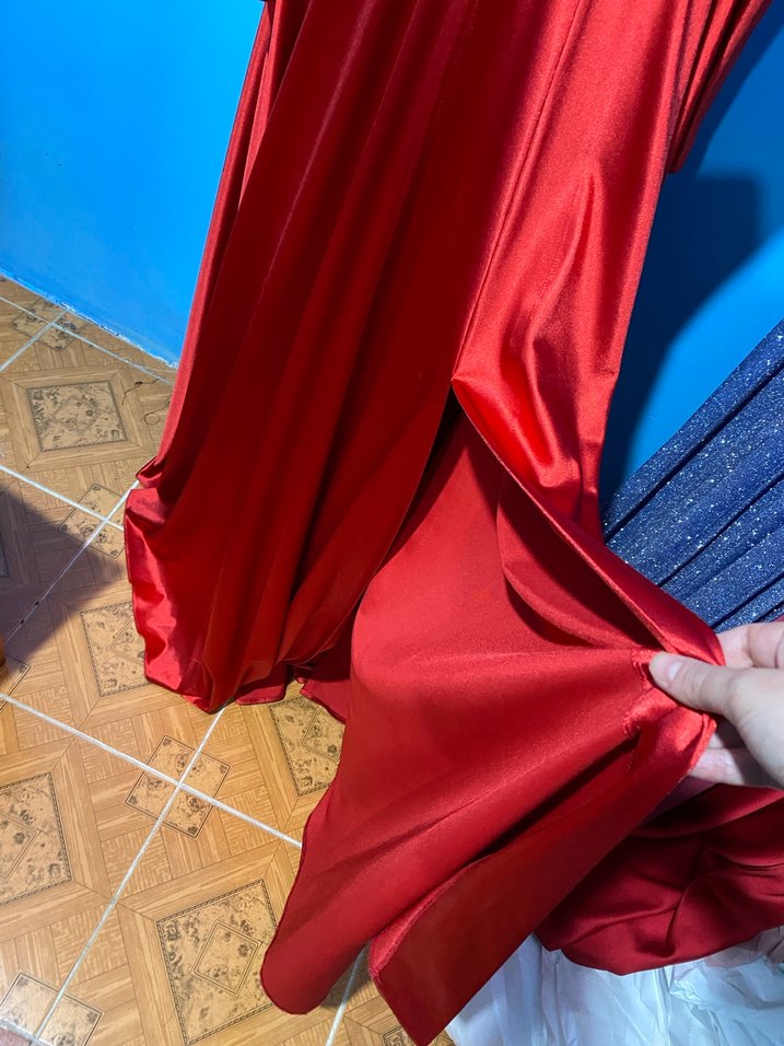 Klasik Kırmızı Uzun Abiye Elbise - Görsel 4