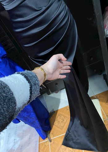 Siyah İşlemeli Uzun Abiye Elbise - Görsel 3