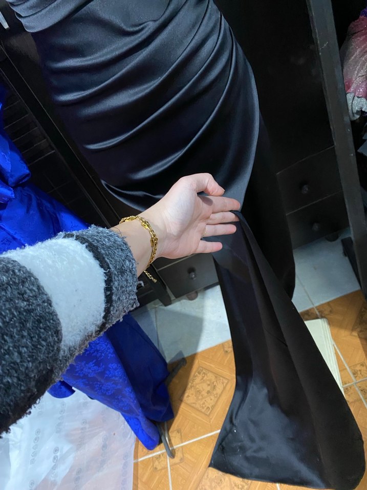 Siyah İşlemeli Uzun Abiye Elbise - Görsel 3