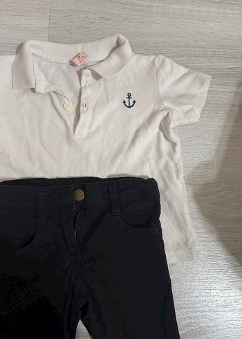 Koton Erkek Çocuk Siyah Düğmeli Denim Pantolon ve tşirt