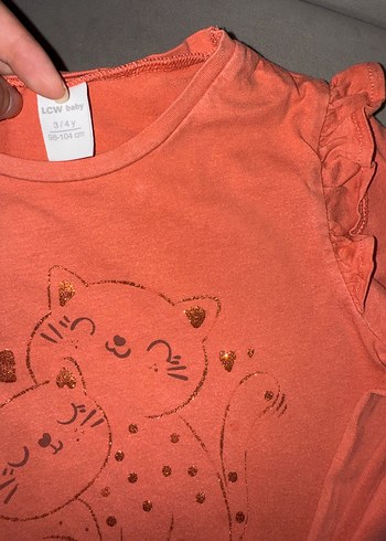 Kız Çocuk Kahverengi Fırfırlı Uzun Kollu Tişört - Görsel 3