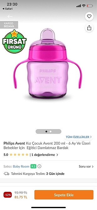 Philips Avent suluk pembe