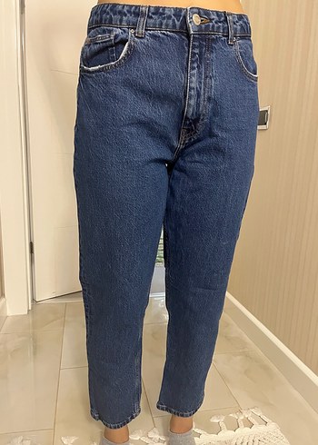 Zara Lacivert mom jean Kot Pantolon