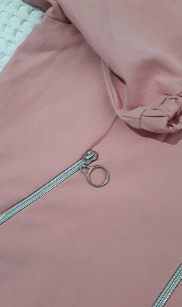 Pembe Fermuarlı Rahat Kesim Kadın Ceket - Görsel 3