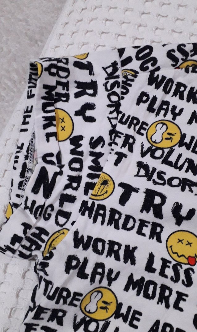 Beyaz Baskılı Kız Tişörtü, Kısa Kollu, Salaş - Görsel 5