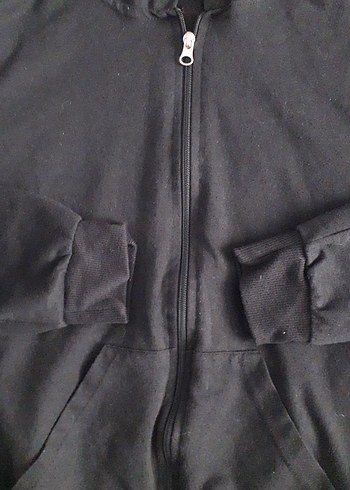 Siyah Fermuarlı Kapüşonlu çoçuk Sweatshirt - Görsel 4