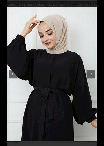 Siyah Balon Kollu Kemerli Ferace - Görsel 2