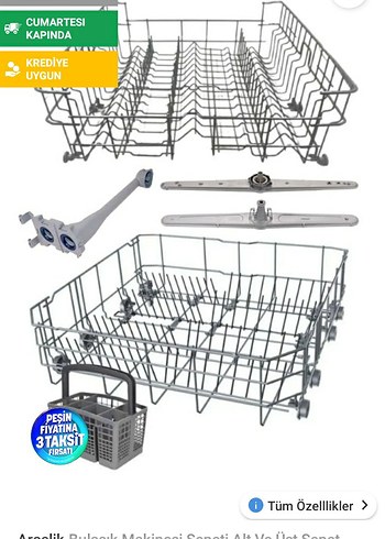 Beyaz ve Gri Bulaşık Makinesi Çatal Kaşık Sepeti Arçelik - Görsel 8