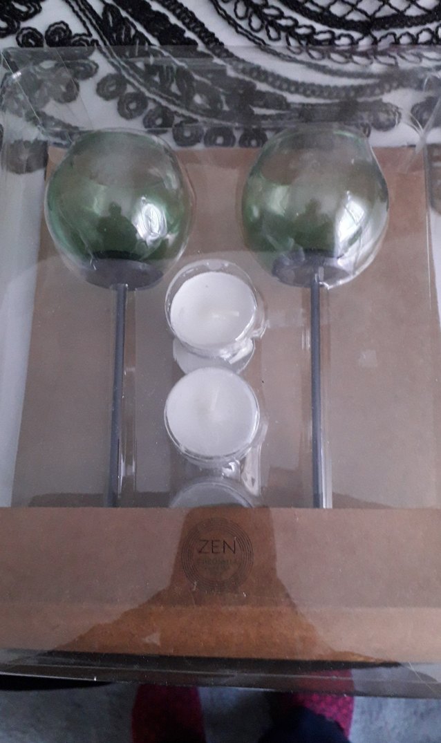 Zen Marka Koyu Haki Cam Mumluk ve Mum Seti - Görsel 3