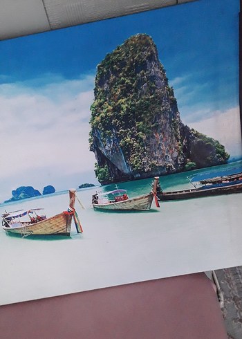 Renkli Deniz ve Kayalık Manzaralı Tablo - Görsel 2