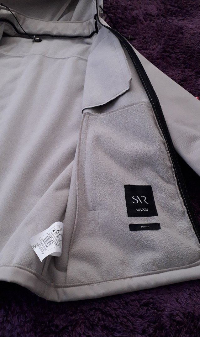 Gri Kapüşonlu Fermuarlı Erkek Rüzgarlık - Görsel 5