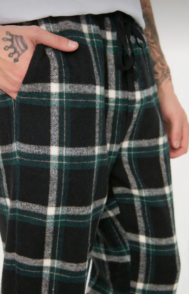 Erkek Loose Fit Kısa Kollu Beyaz Tişört ve Ekoseli Pijama - Görsel 3