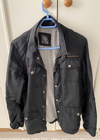 Gri Denim Düğmeli Erkek Ceket