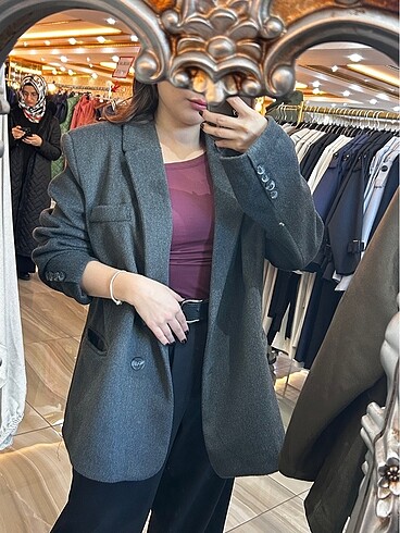 Gri Kaşe Oversize ceket