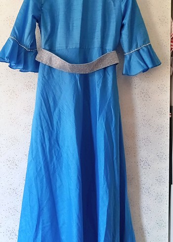 Uzun Mavi Drapeli özel dikim elbise - Görsel 7