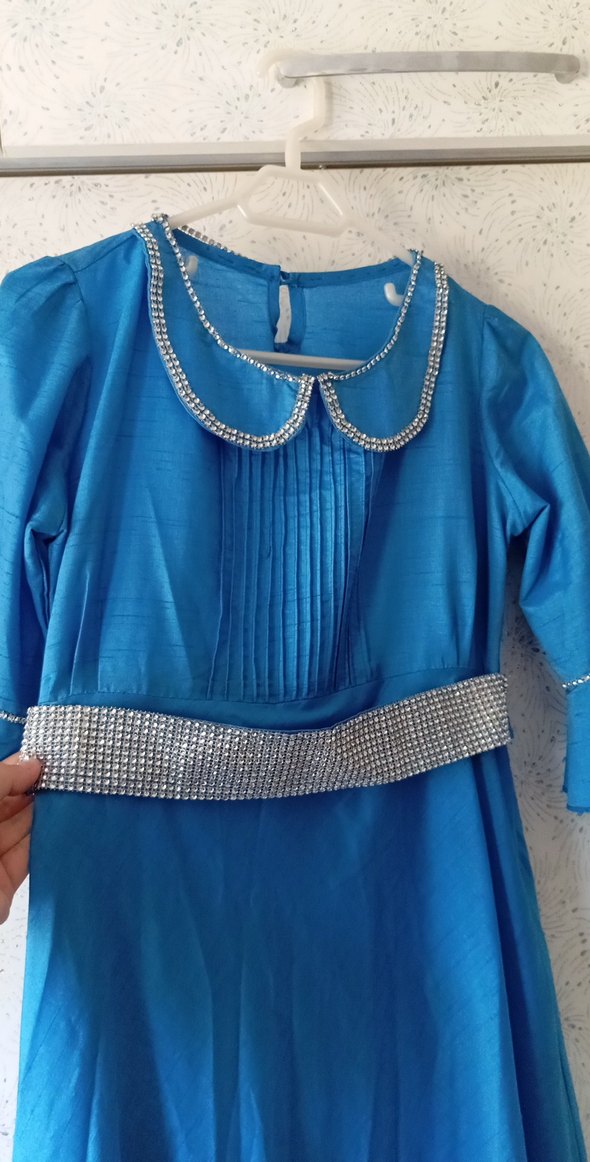 Uzun Mavi Drapeli özel dikim elbise - Görsel 2