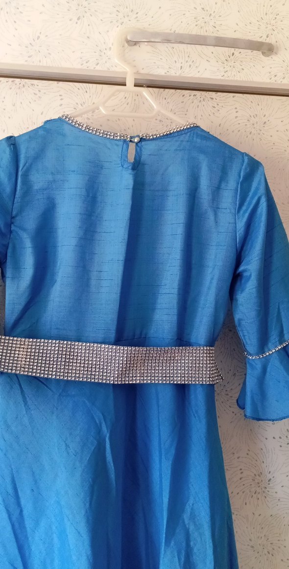 Uzun Mavi Drapeli özel dikim elbise - Görsel 5