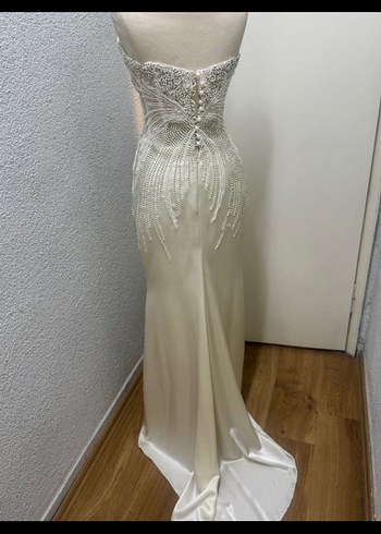 İnci İşlemeli Straplez Denizkızı Gelinlik - Görsel 5