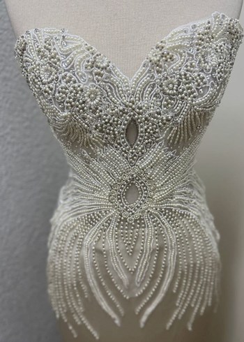 İnci İşlemeli Straplez Denizkızı Gelinlik - Görsel 2