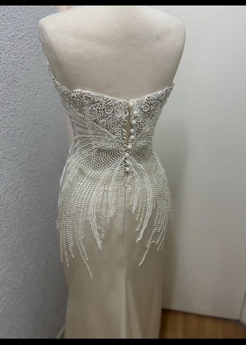 İnci İşlemeli Straplez Denizkızı Gelinlik - Görsel 4