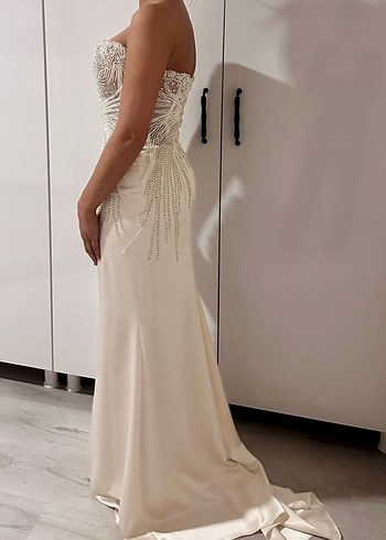 İnci İşlemeli Straplez Denizkızı Gelinlik - Görsel 7