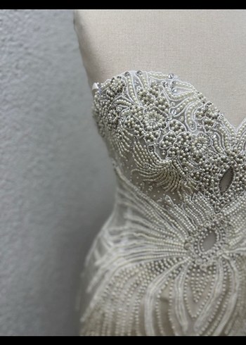 İnci İşlemeli Straplez Denizkızı Gelinlik - Görsel 3