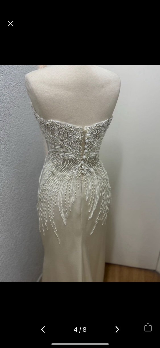 İnci İşlemeli Straplez Denizkızı Gelinlik - Görsel 4