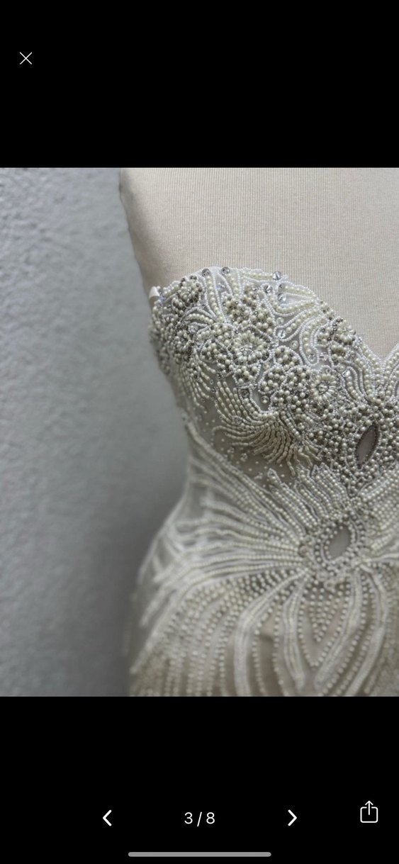 İnci İşlemeli Straplez Denizkızı Gelinlik - Görsel 3