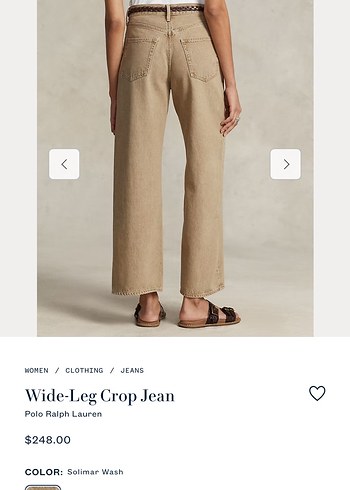 Polo Ralph Lauren Bej Geniş Paça Crop Jean - Görsel 5