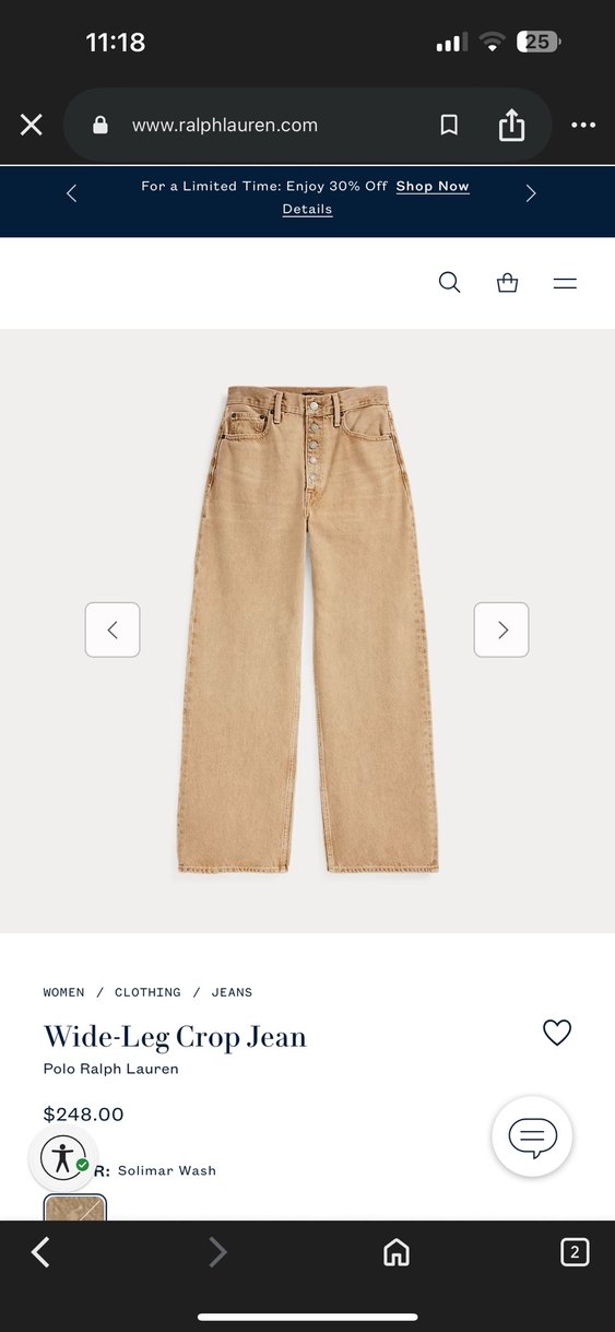 Polo Ralph Lauren Bej Geniş Paça Crop Jean - Görsel 2