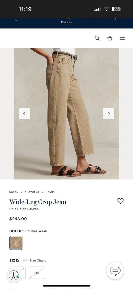 Polo Ralph Lauren Bej Geniş Paça Crop Jean - Görsel 4