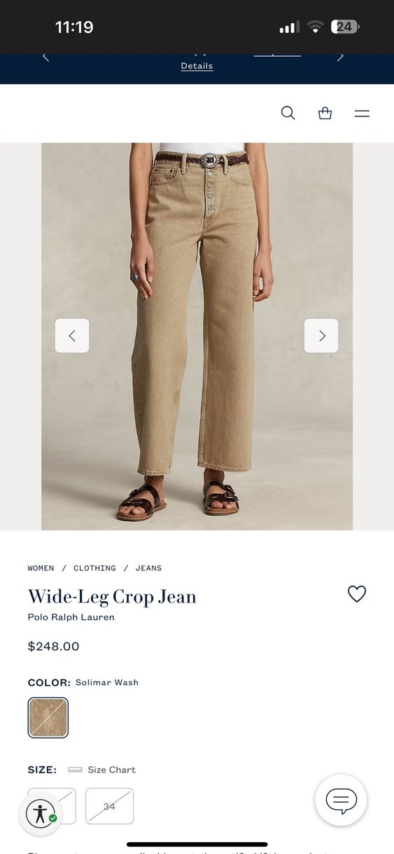 Polo Ralph Lauren Bej Geniş Paça Crop Jean - Görsel 3
