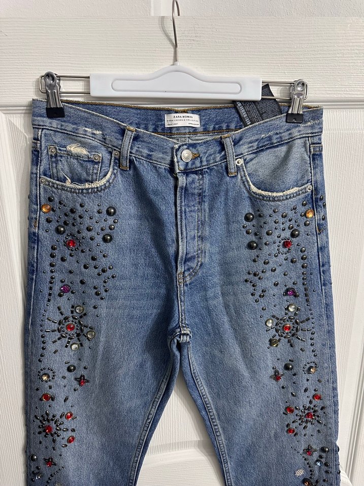 Zara taşlı jean - Görsel 5