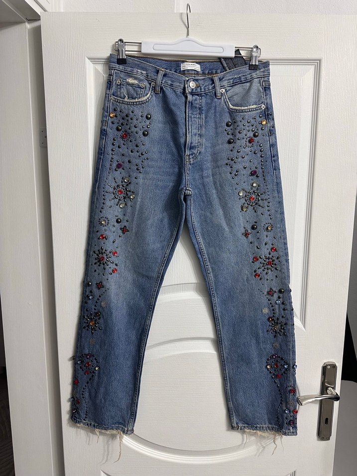 Zara taşlı jean - Görsel 4