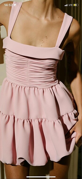 Zara Zara Drapeli Balon mini elbise