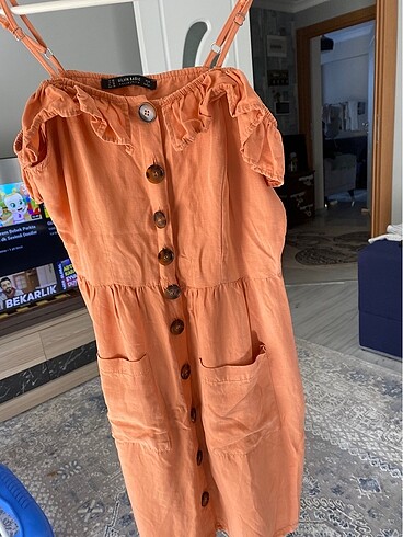 38 Beden turuncu Renk Dilvin elbise