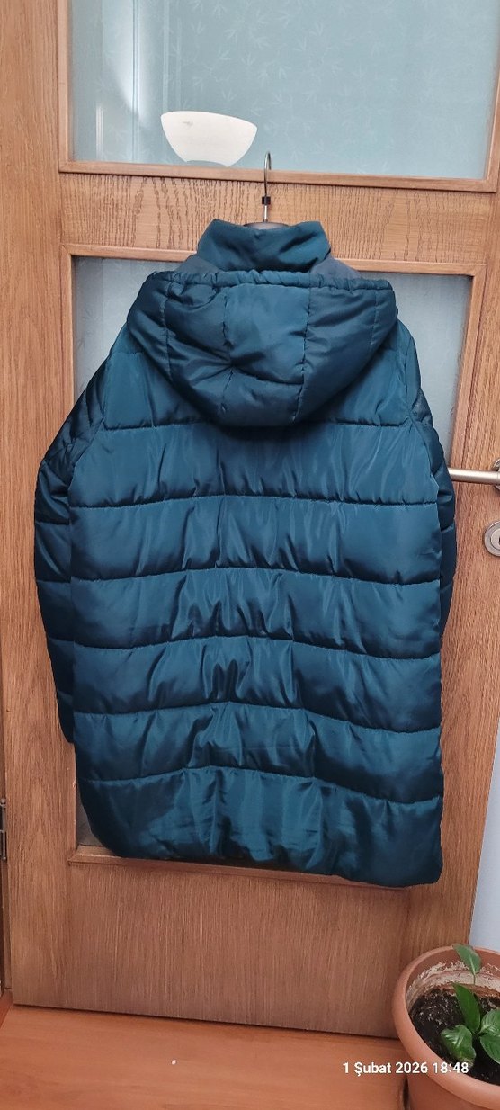 Koyu yeşil Midi Kadın Kışlık Mont - Görsel 3