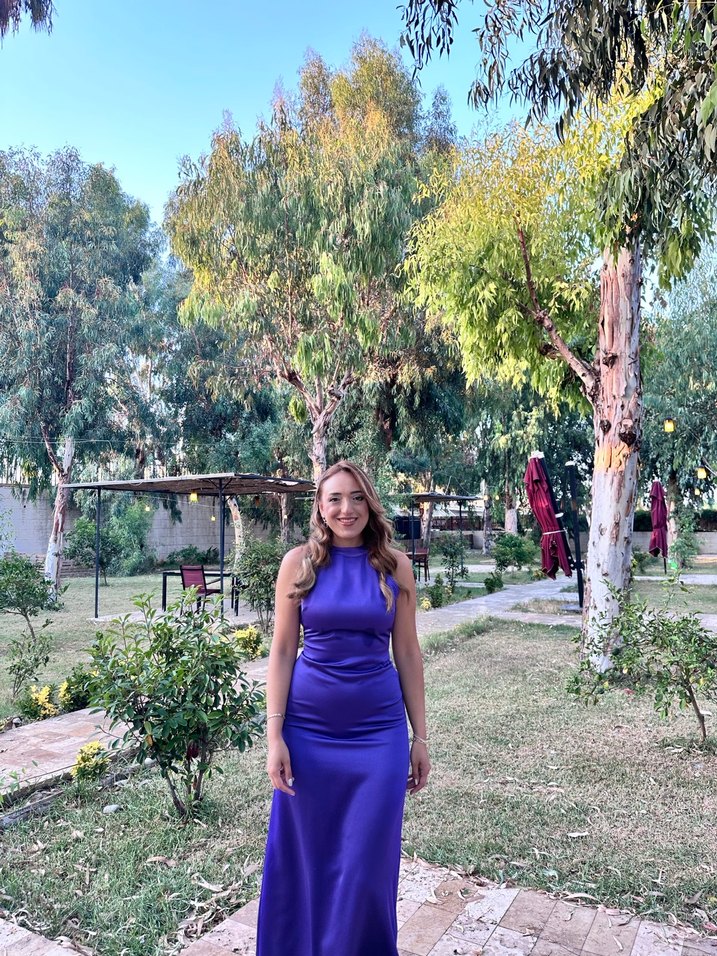 Drapeli Mor Uzun  Abiye Elbise - Görsel 3