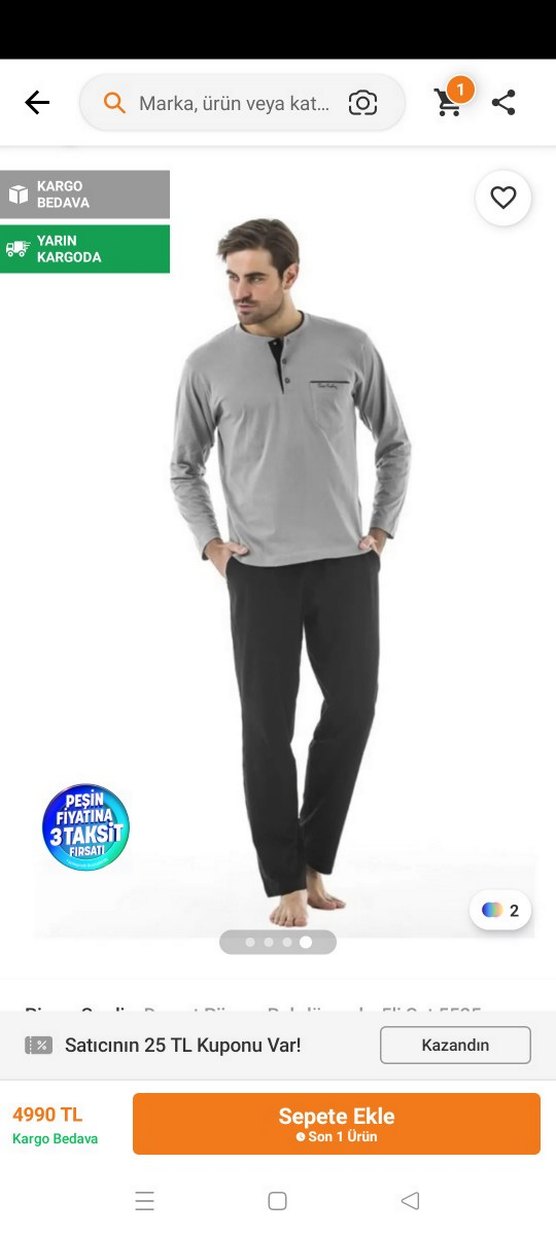 Gri Erkek Uzun Kollu Kemerli Pijama Takımı - Görsel 2