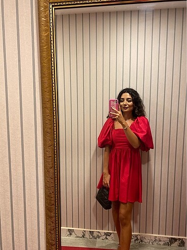 s Beden kırmızı Renk Kırmızı saten mini elbise