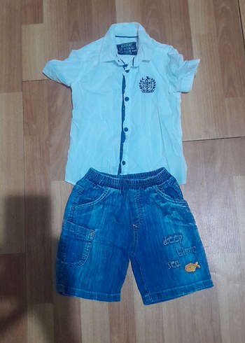 Diğer Mavi Denim Bebek Erkek Kısa Kollu Takım